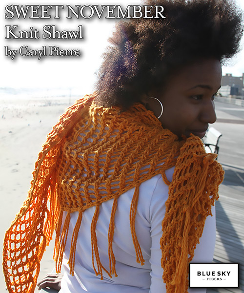 km277 Sweet Pattern November Knit Shawl