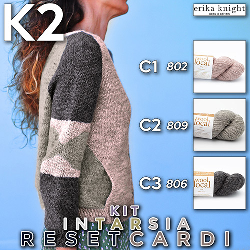km312 Kit Intarsia ResetCardi : Erika Knight