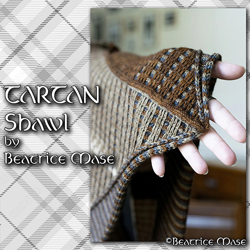 km368 Pattern TARTAN Shawl by Beatrice Mase