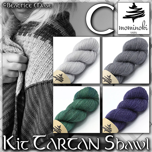 km368 Kit TARTAN Shawl C with Mominoki