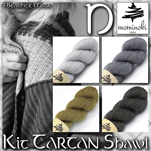 km368 Kit TARTAN Shawl D with Mominoki