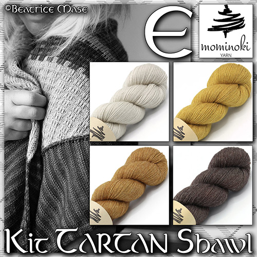 km368 Kit TARTAN Shawl E with Mominoki