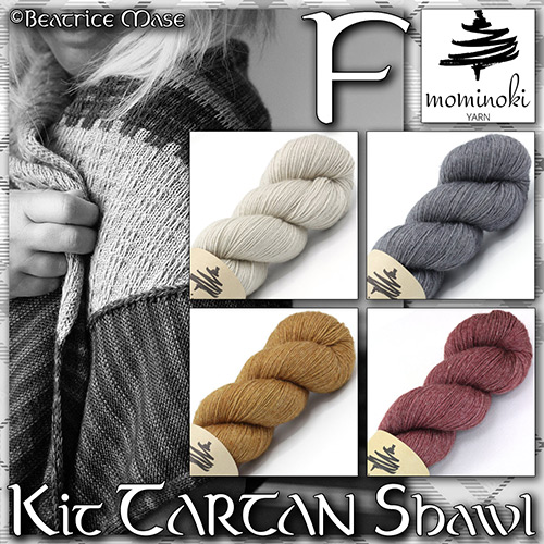 km368 Kit TARTAN Shawl F with Mominoki