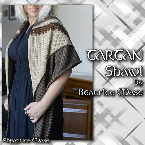 km368 Pattern TARTAN Shawl by Beatrice Mase