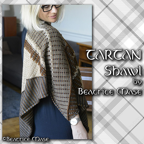 km368 Pattern TARTAN Shawl by Beatrice Mase