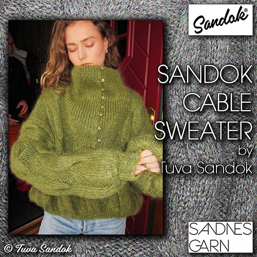km402 Pattern Sandok Cable Sweater by Tuva Sandok