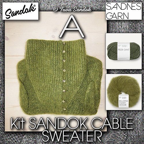km402 Kit Sandok Cable Sweater A with Sandnes Garn